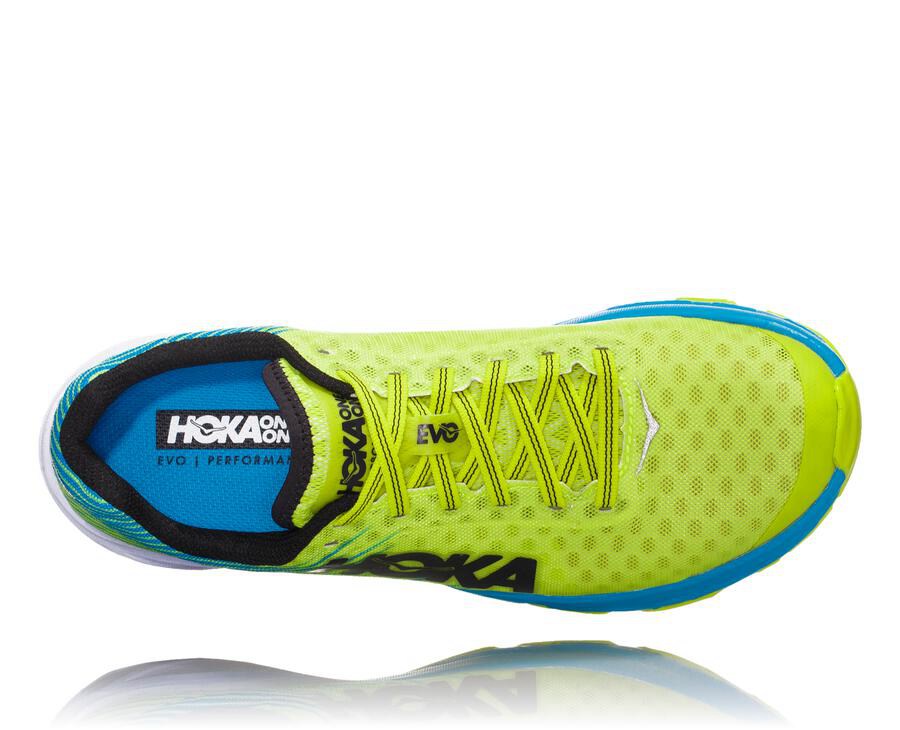 Hoka Australia One One EVO Carbon Rocket - Womens Running Shoes Green/Blue - HVJKN-1987